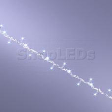 Светодиодная гирлянда  SLN 10 м, 100 LED, 220 В, соединяемая, белый свет, статика, влагозащитный колпачок IP65, прозрачный провод ПВХ
