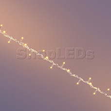 Светодиодная гирлянда  SLN 10 м, 100 LED, 220 В, соединяемая, теплый белый свет, статика, влагозащитный колпачок IP65, прозрачный провод ПВХ