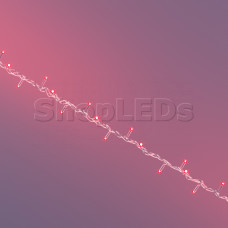 Светодиодная гирлянда  SLN 10 м, 100 LED, 220 В, соединяемая, красный свет, статика, влагозащитный колпачок IP65, прозрачный провод ПВХ