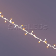 Светодиодная гирлянда  SLN 10 м, 100 LED, 220 В, соединяемая, теплый белый свет, мерцающая, влагозащитный колпачок IP65, белый резиновый провод